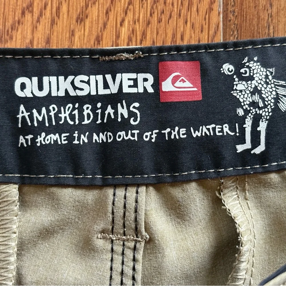 Quicksilver Mens 34 Amphibian Hybrid Shorts Khaki 4 Way Stretch Chino Dry Flight - Picture 3 of 8
